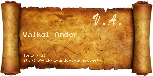 Valkai Andor névjegykártya